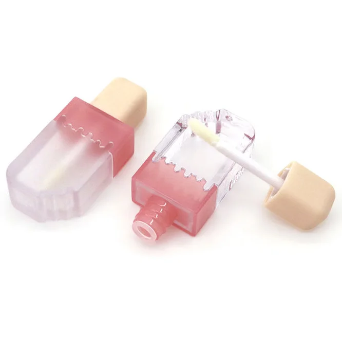 Factory Direct 5ml pink Trapezoidal Luxury Ice Cream Lip Gloss Empty Tube Cosmetic Packaging