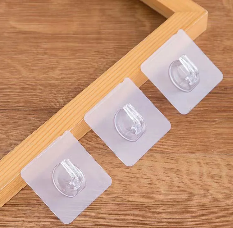 Modern Multifunctional Adhesive Square Transparent PC Self-Adhesive Bull Horn Wall Hook for Kitchen and Bathroom Storage