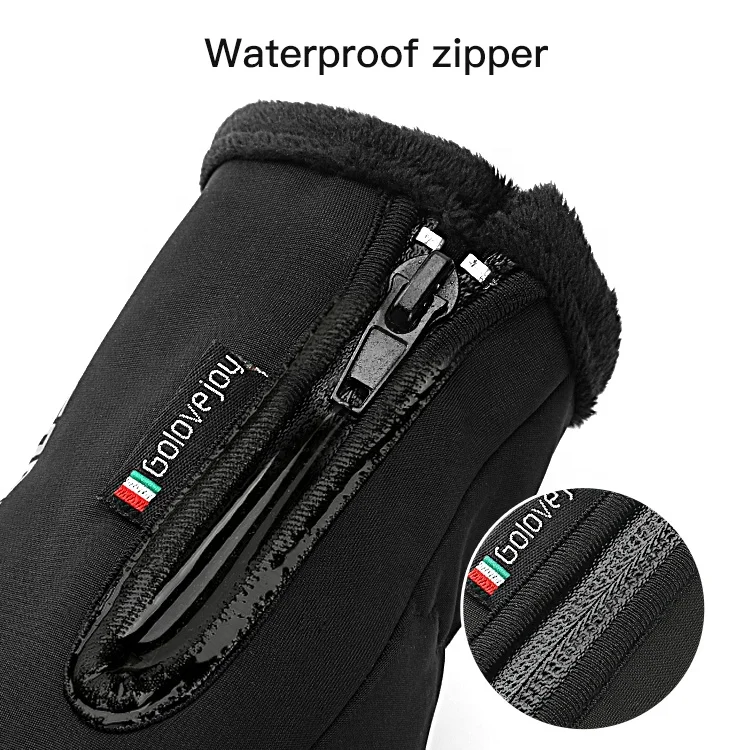 GOLOVEJOY DB03 Customize Embroidered Zipper Full Finger Gloves Waterproof Touch Screen Cycling Motorcycle Riding Gloves Custom