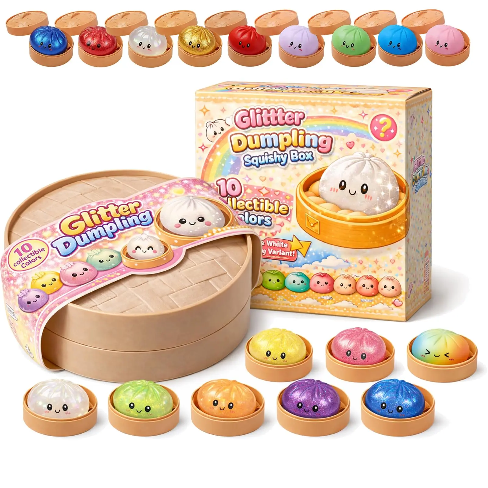 Tpr Dumpling Squishy Random Glitter Dumpling Stress Relief Squishy Dumplings With Steamed Box Soft Squeeze Toy For Stress Relief - Buy Product on Alibaba.com