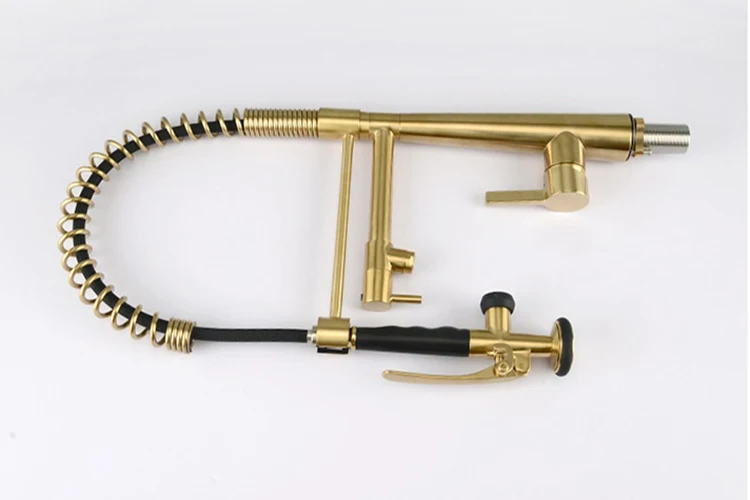 Mezclador de grifos de cocina con resorte extraíble de una sola palanca