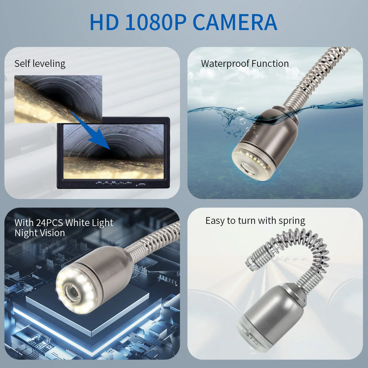 Factory Wholesale Sewer CCTV Pipe Camera 1080P Camera Waterproof IP68 9inch Screen Keyboard Industrial Video Inspection Camera factory