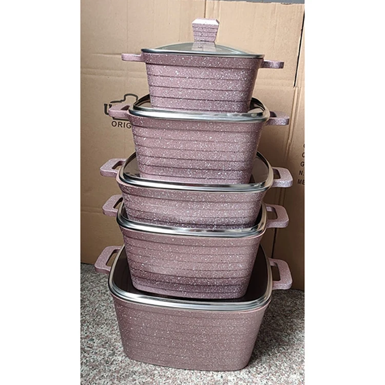 2023 Cookware Set 14 Pcs Granit Marble Coating Die Casting Nonsitck