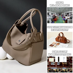 Manufacturer Wholesale Custom Women's Retro Handbag OEM/ODM High-quality Cowhide Bucket Bag Shoulder Bag for Ladies