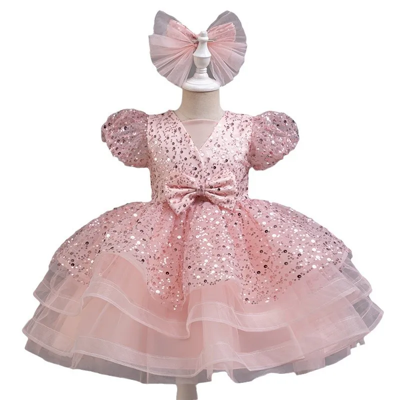 Alibaba.com: BAIHUI 68030 L62 Bright Satin Round Neck Child Birthday Dress,  Sustainable Polyester/Cotton, Floral Pattern: Ideal for formal occasions,  with fast shipping options available.