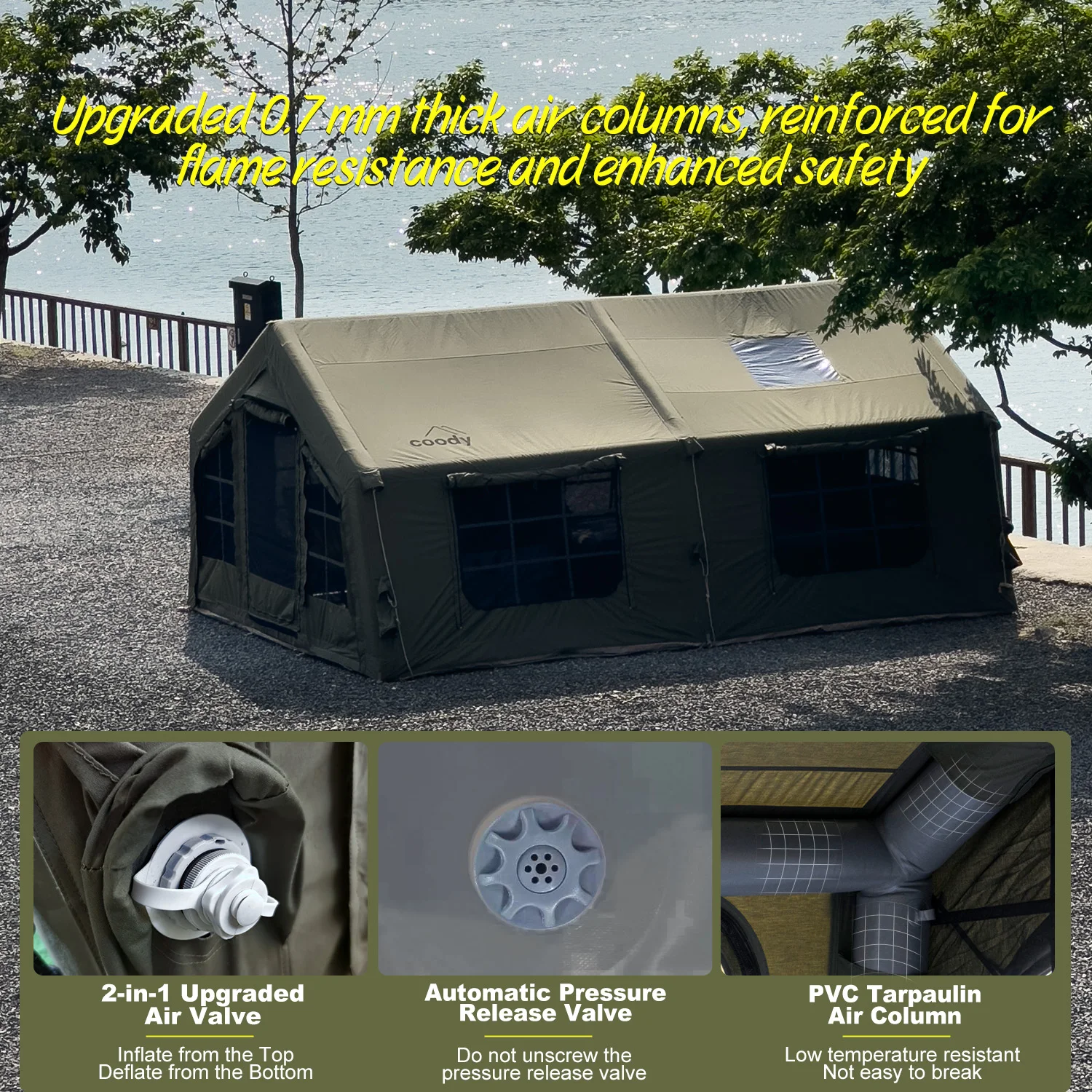 Coody エアテント ファミリア 17.2㎡ 四季対応 野外キャンプテント