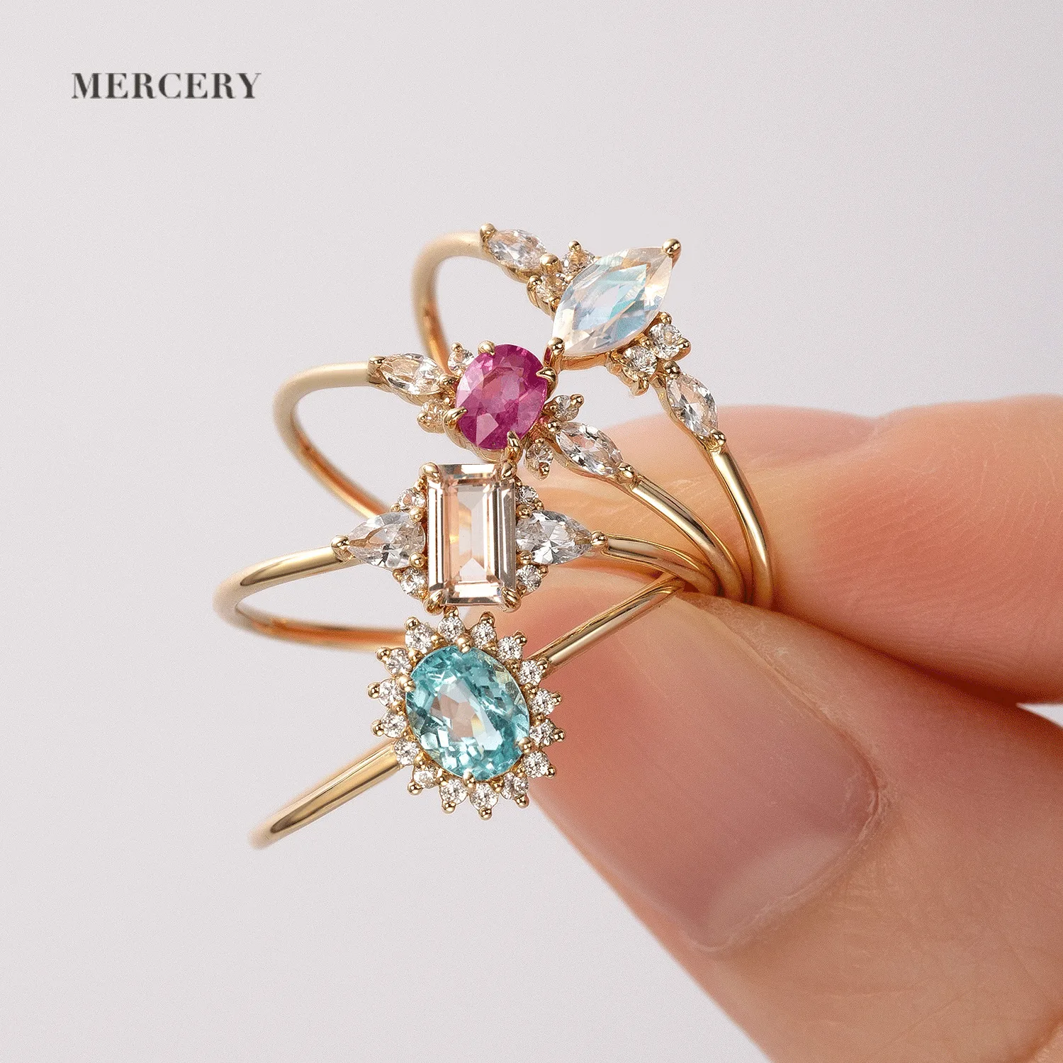 Mercery Jewelry 2022 Fashion Trend Jewelry Beautifully Designed  High Quality 14K Solid Gold Gemstone Rings For Women 70038