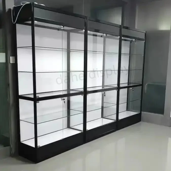 Factory Wholesale Aluminum Glass Showcase With Led Lights Lockable Wall
