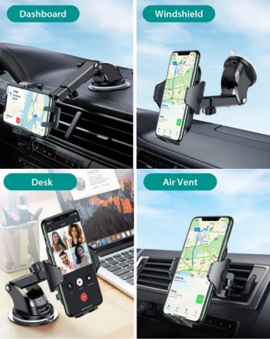 3-in-1 Suction Cup Phone Holder Windshield Dashboard Air Vent Dashboard ...