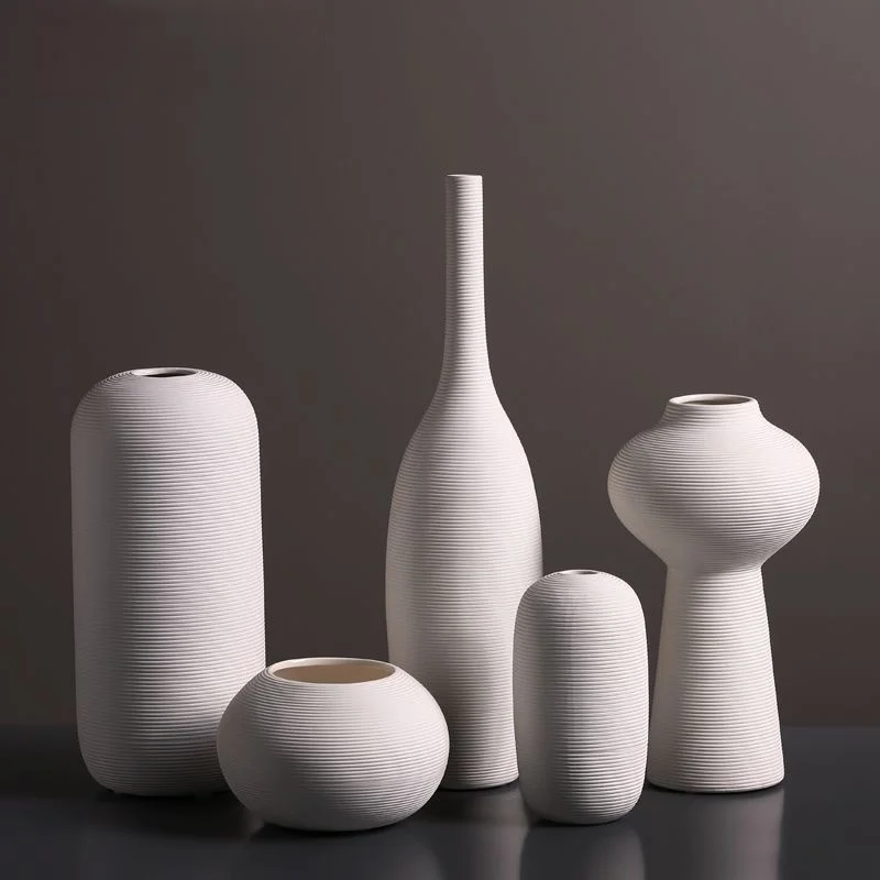 New Modern White Ceramic Vase Nordic Minimalist Living Room Vase Set