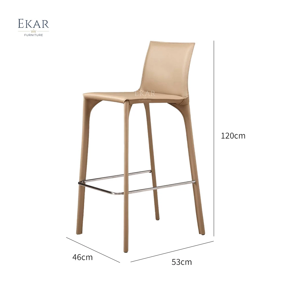 Metal Frame Bar Stool with Genuine Leather Seat - Sleek Style and Exceptional Comfort supplier