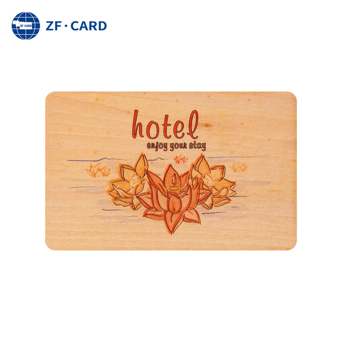 Smart RFID Wooden Card (R) 215 Chip Waterproof 13.56MHz PVC PET Plastic Materials NFC Communication Interface Hotel Use CR80