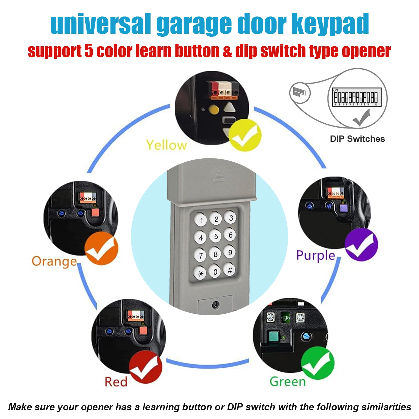 Universal Garage Door Keypad Wireless Keyless Entry Keypad Gate Door ...