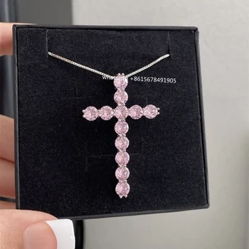 Cross charm pendant necklace for women gold silver jewelry iced out cross necklace