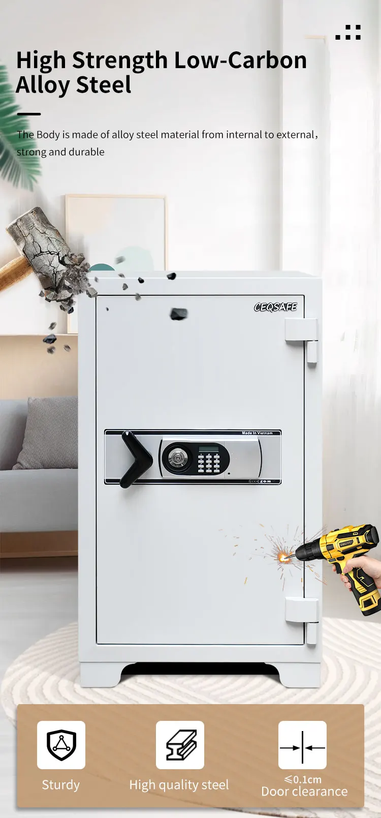 CEQSAFE Steel Furniture 2 Hours Mechanical Lock Fireproof Safe Box Security Cabinet supplier