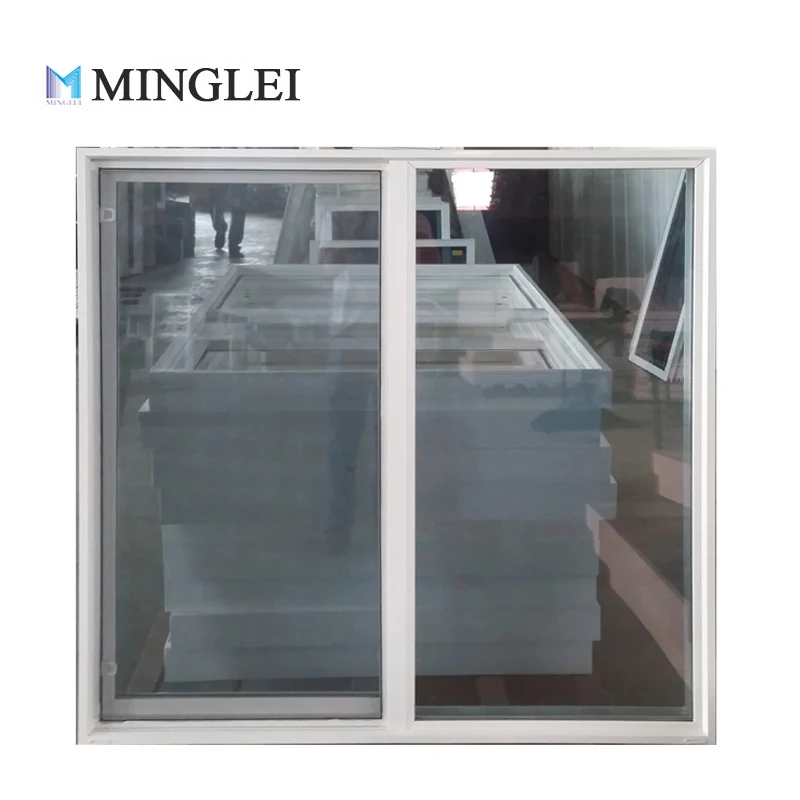 Minglei European Design Double Glass Soundproof Upvc Sliding Windows Plastic Steel Modern Vinyl Window