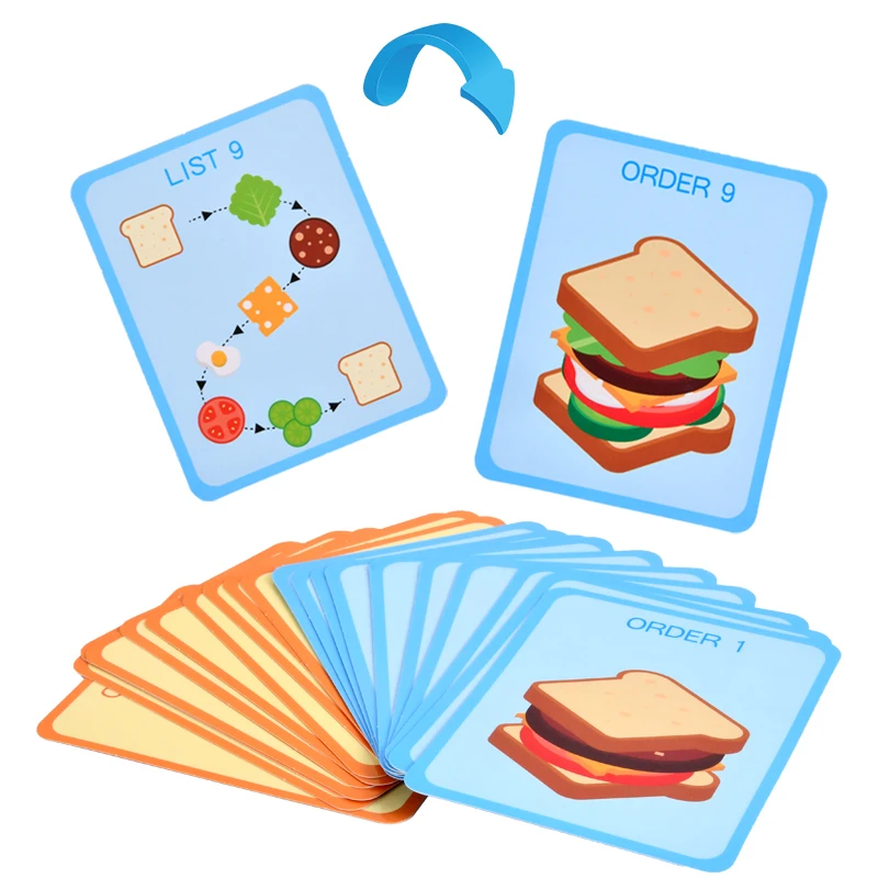 Children Playing Tasty Sandwich Stacking Game Wooden Simulation Food