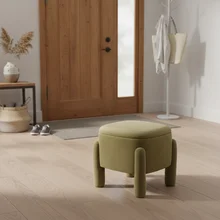 Luxury Upholstered Velvet Stool Footrest Ottoman with Legs for Living Room
