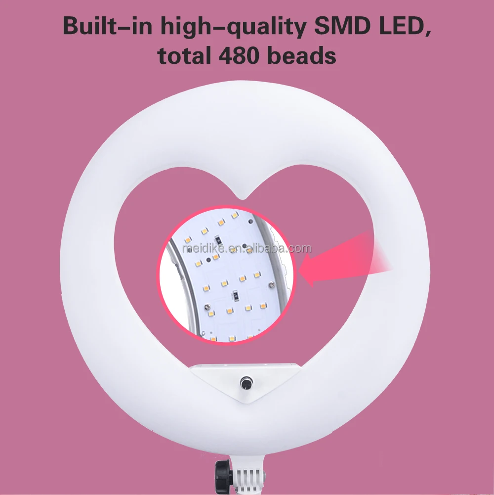 NEW! 18 inch heart Ring Light with Remote Control and Stand Holder carry bags Makeup LED Ring Lights kits 96W 18inch