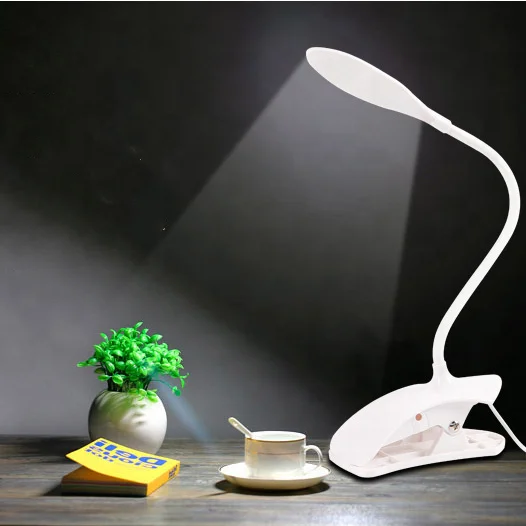 Factory price desk reading light with USB charging clip table lamp