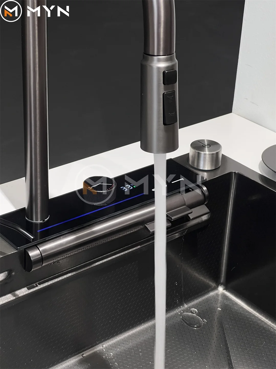 Meiyani Nano 304 Stainless Steel Sink Waterfall Digital Display Faucet