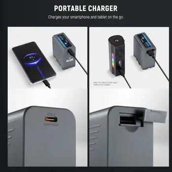 Neewer 10500mAh NP-F970 Replacement Battery, 4.8Hrs Full Charge Time, 20W PD Fast Charging USB C Cable, Rechargeable Camera detail image