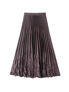 Miyake Heavy Industries Winter Beaded Polyester Anti-Wrinkle Double-pressed Pleated Skirt Women's Mid-length Over-the-knee Large