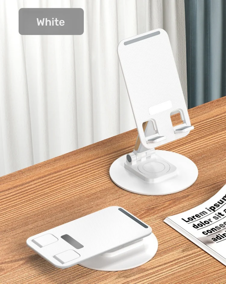 360 Degrees Rotated Lazy Bracket Height Adjustable Metal Base Lifting Folding 2 in 1 Phone and Tablet Holder for ipad
