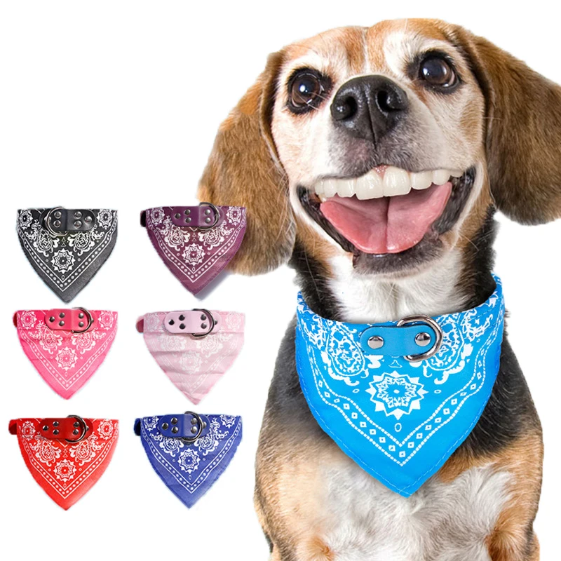 multi-color optional printed pet retractable triangle collar pet dog scarf bandana custom