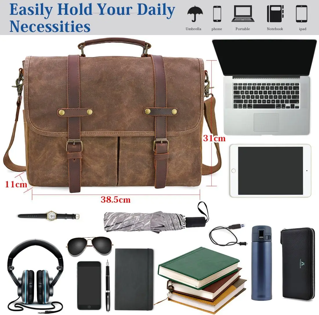 product waterproof messenger computer laptop bag with vintage genuine leather shoulder rugged carrying bag lbx0117 1-37