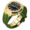 Boîtier doré + bracelet vert