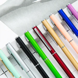 Wholesale Small High Quality Metal Flat Head Ballpoint Pen Sports Style Capacitive Logo Advertising Gift Customizable UV