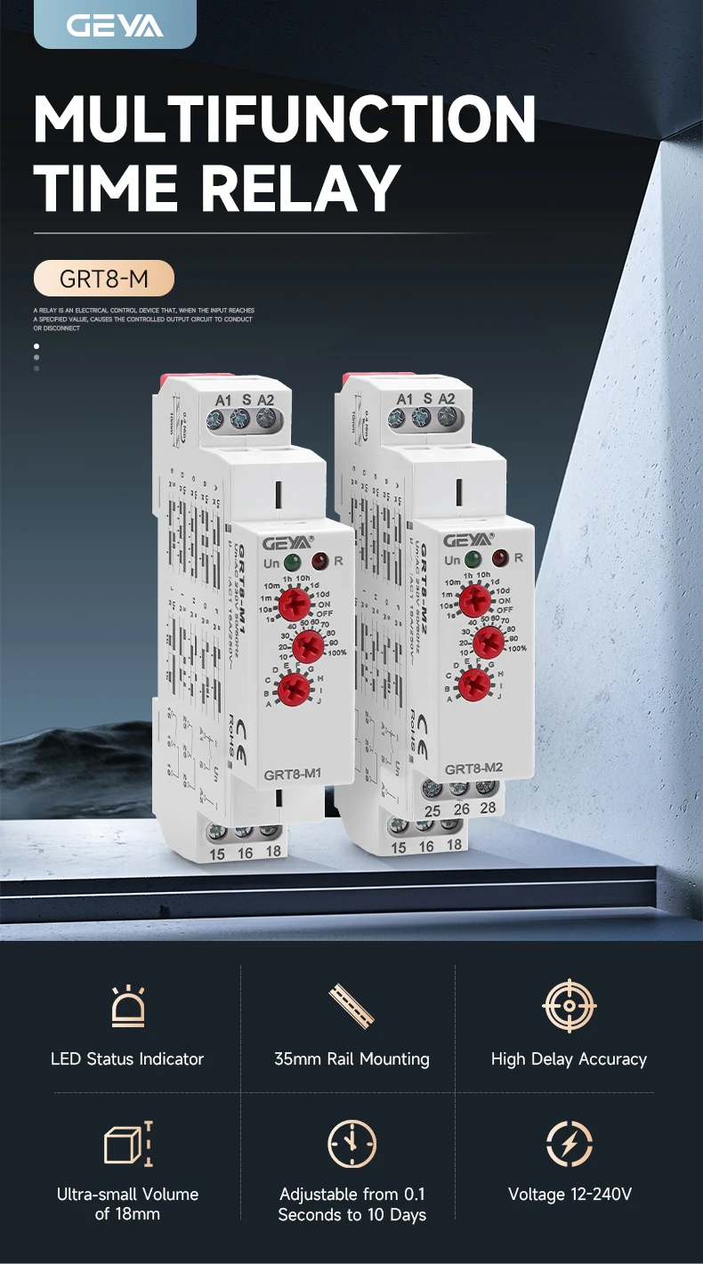 GEYA GRT8-M1 Multi Function Timer Relay for Industrial Applications ...
