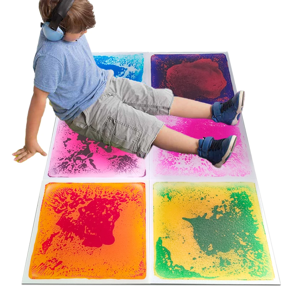 Ready To Ship 6pcs Sensory Floor Mats For Montessori Educational Children Toy Anxiety Relief Liquid Sensory tiles