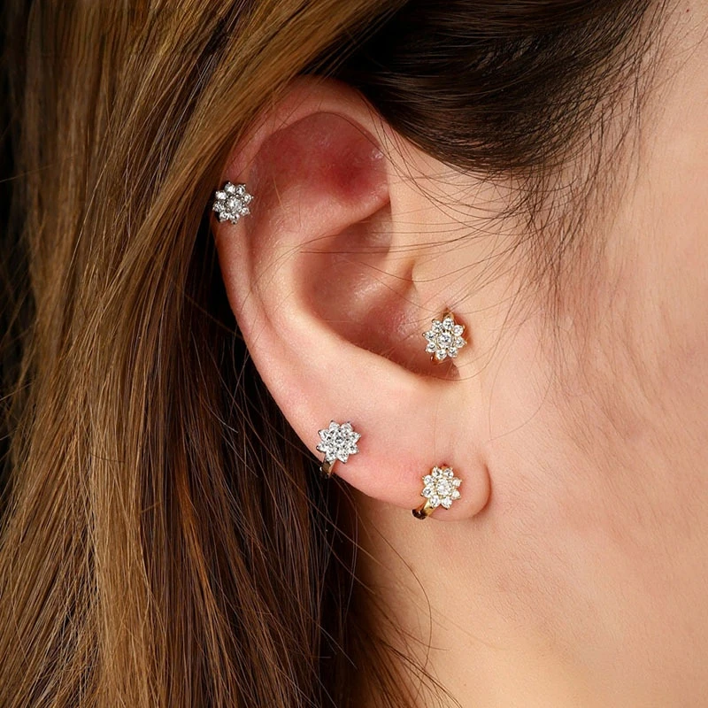 925 Sterling Silver Flower Ear Cuff - No Piercing Needed