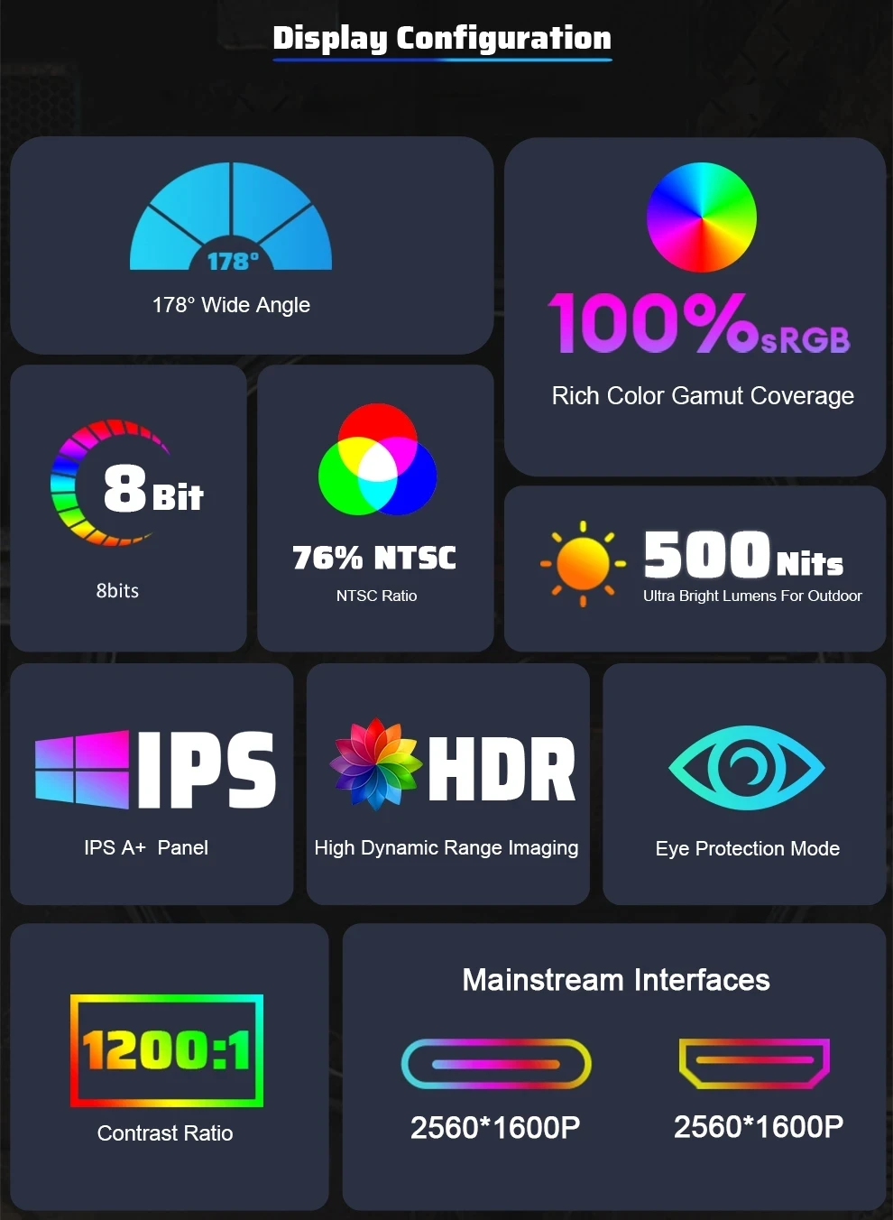 9 дюймов сенсорный экран 2k QHD портативный игровой монитор 2560*1600 высокая яркость 500 Nits для телефона Ноутбук ПК Xbox