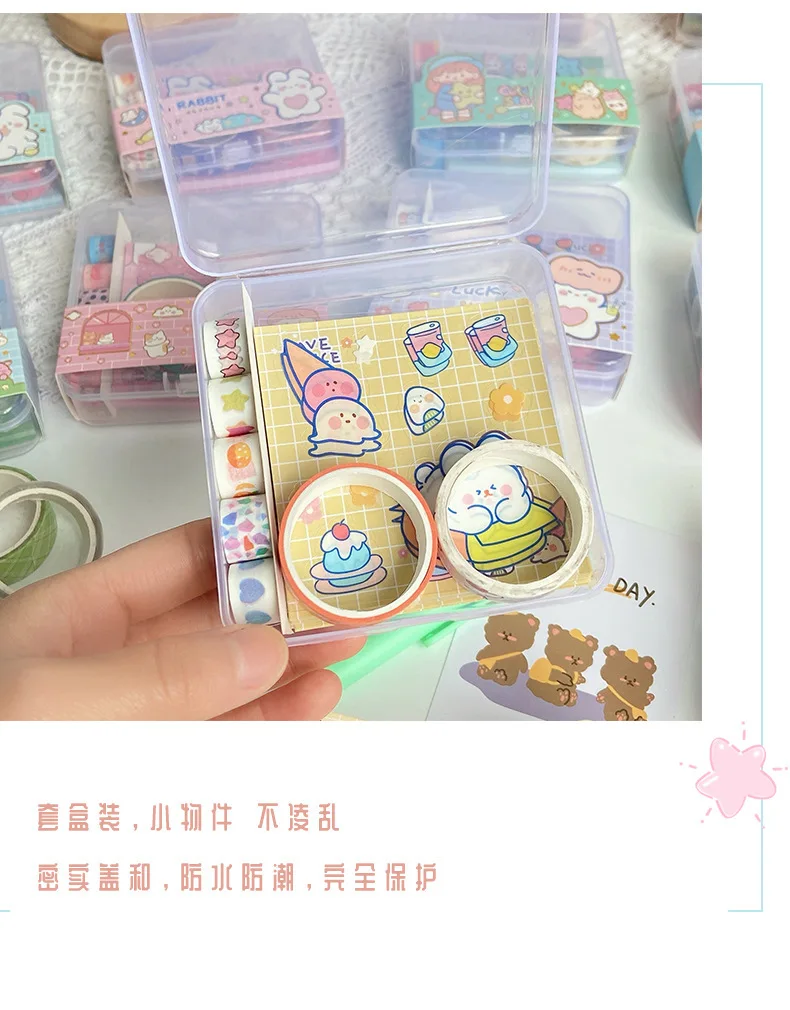 Cartoon Girl Sticker Tape Memo Pad Combination Stationery Mini Tape Diy ...