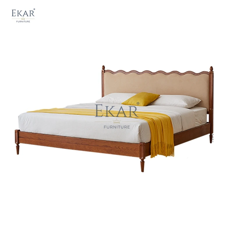 product new design modern furniture cherry wood lace bedside double bed-65