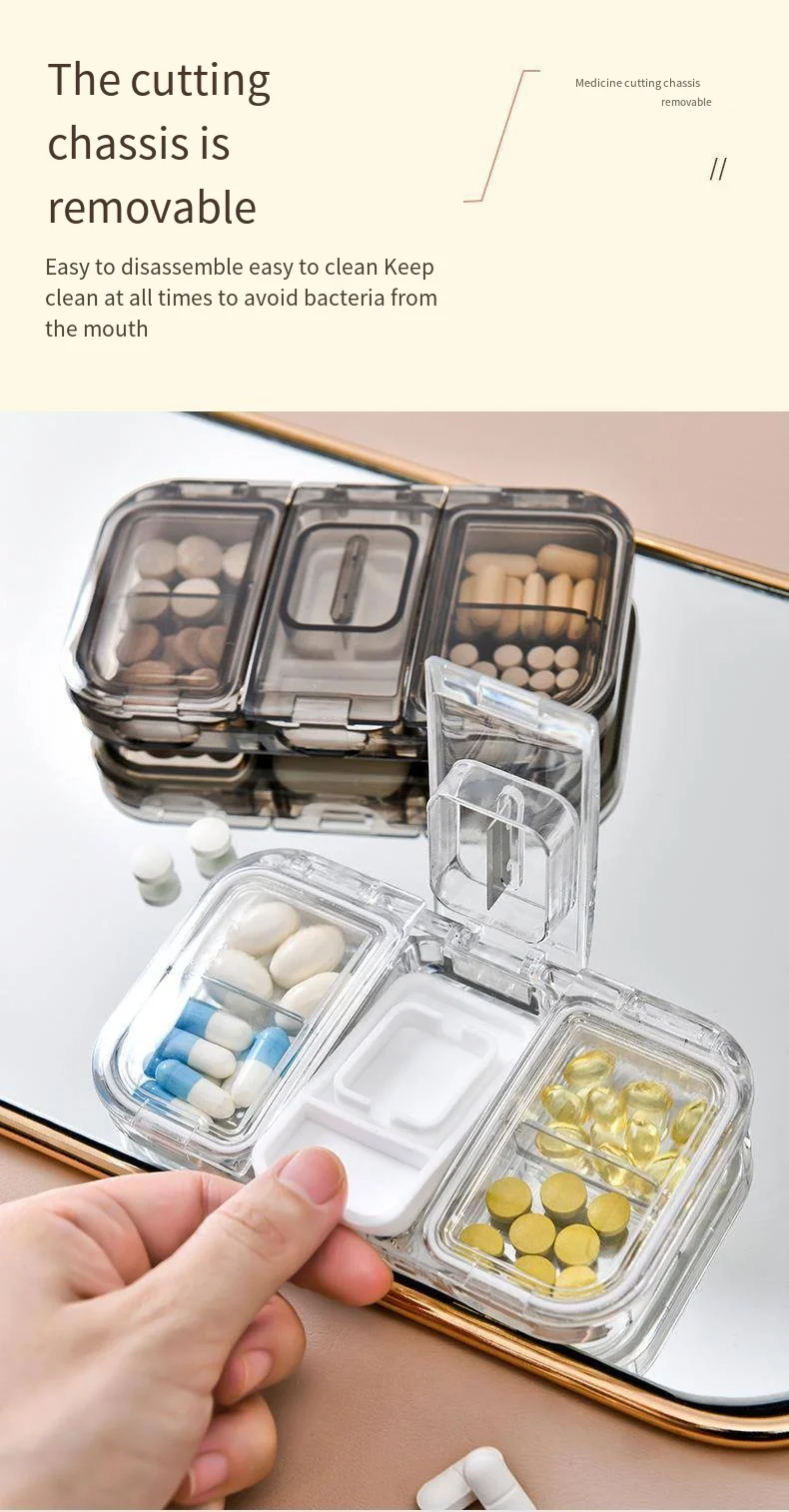 Small pill box with dispenser Convenient travel tablet box dispenser sealed dispenser box manufacture