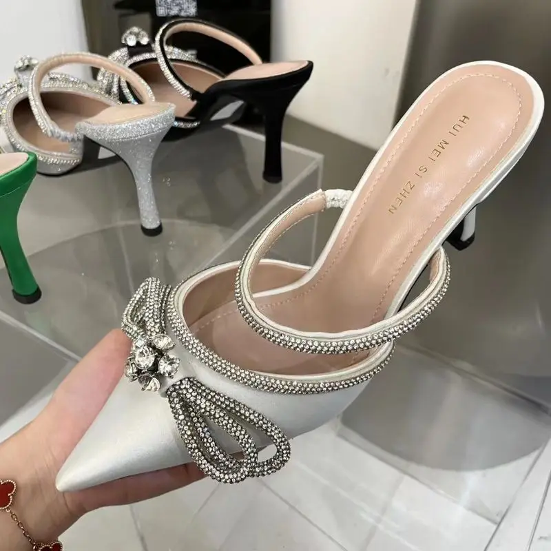 Silk Fabric Scarpe Tacco Bling Fashion Sexy Elegant Slippers