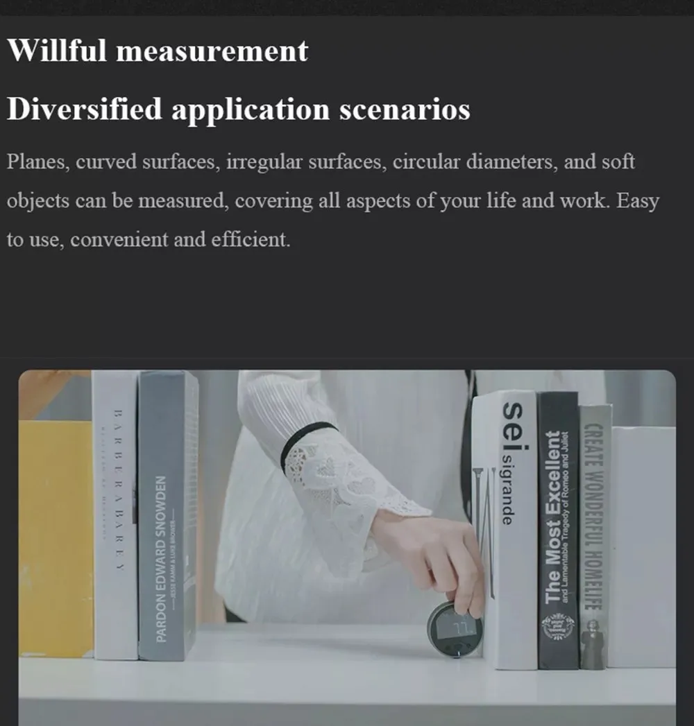 Rechargeable Measuring Tool Electronic Ruler Lcd Hd Screen Rolling