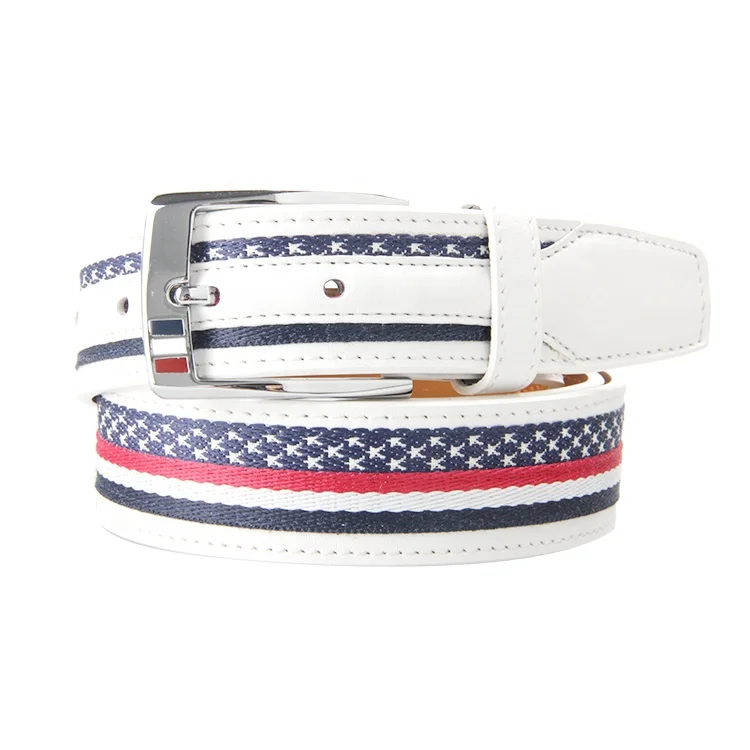 Men's Fashion Outdoor Cool White Genuine Leather Golf Belts - Main Image