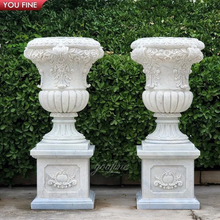 Outdoor Natural Stone Hand Carved Big Marble Flower Pot| Alibaba.com