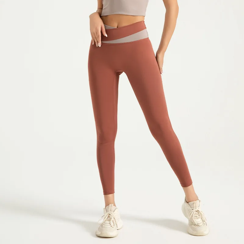 product 2024 suppliers custom logo high waist for women sports high waisted workout polyester fitness splicing color yoga legging pants-58