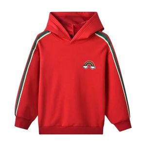 2023 Winter Children's Clothing Solid Color Fleece Hoodies Boys & Girls Plaid Hooded Sweatshirt