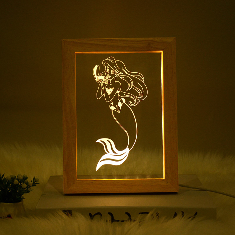 Christmas Wedding Anniversary Birthday Gifts Wood Frame 3D wood photo frame with led light