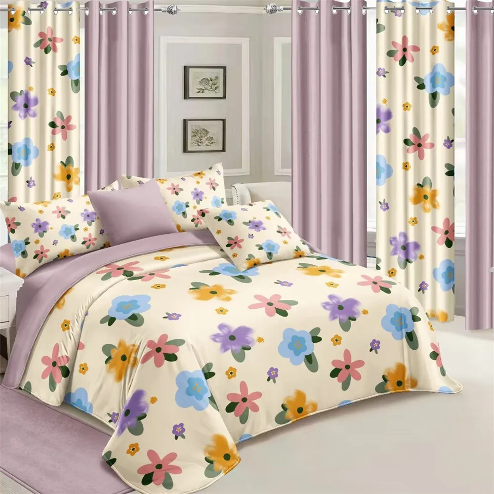 Wholesale Luxury Curtain Bedding Collection Design 6 Pcs Bedsheet Duvet