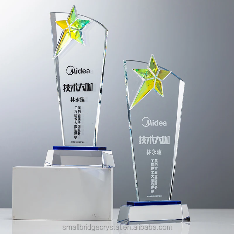 Factory wholesale custom new Double crystal color star trophy factory