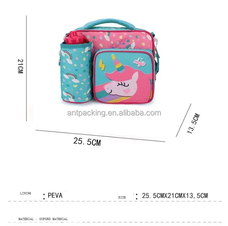 Cute Cartoon Back-to-School Gift Oxford Insulated Waterproof Thermal Lunch Box Bag Unicorn Dinosaur Space Mermaid Design Kids