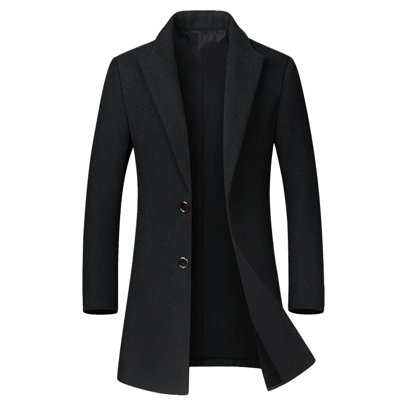 Mens Wool Blend Winter Coats Long Style Slim Fit Business Casual Woolen Jacket_voghion.com